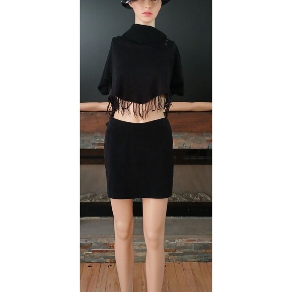 Vintage Women's 3/4 Velvet Black Zip Up Mini Skirt Made in USA Classic Retro - Picture 3 of 9